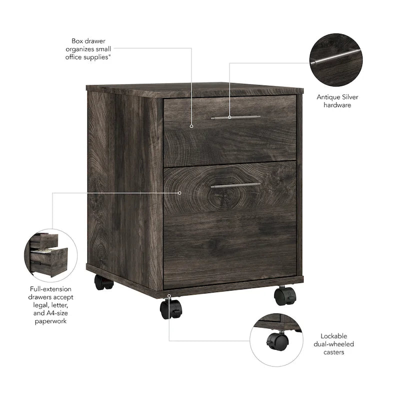 Bush Furniture Key West Mobile File Cabinet with 2 Drawers 35