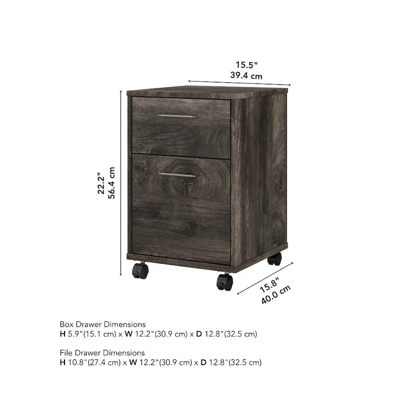 Bush Furniture Key West Mobile File Cabinet with 2 Drawers 36
