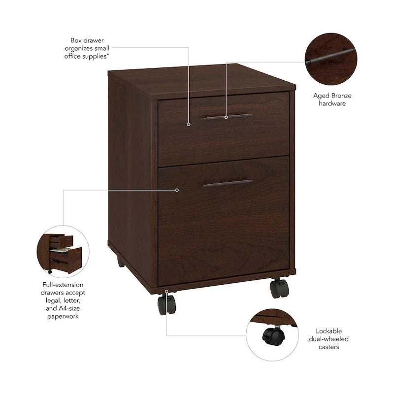 Bush Furniture Key West Mobile File Cabinet with 2 Drawers 42