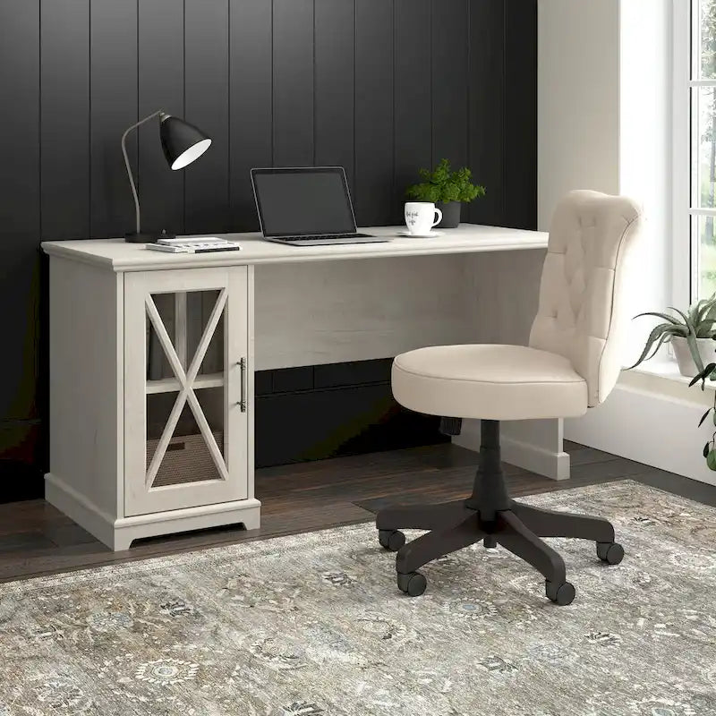Lennox 60-Inch Farmhouse Desk with Storage Cabinet from Bush Furniture 1