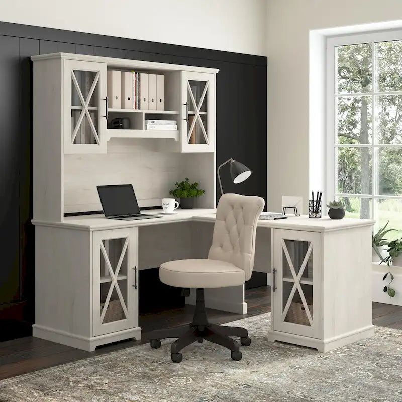 Lennox 60-Inch Farmhouse Desk with Storage Cabinet from Bush Furniture 4
