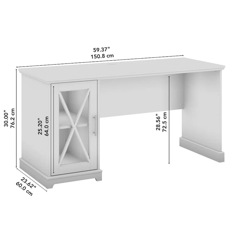 Lennox 60-Inch Farmhouse Desk with Storage Cabinet from Bush Furniture 14