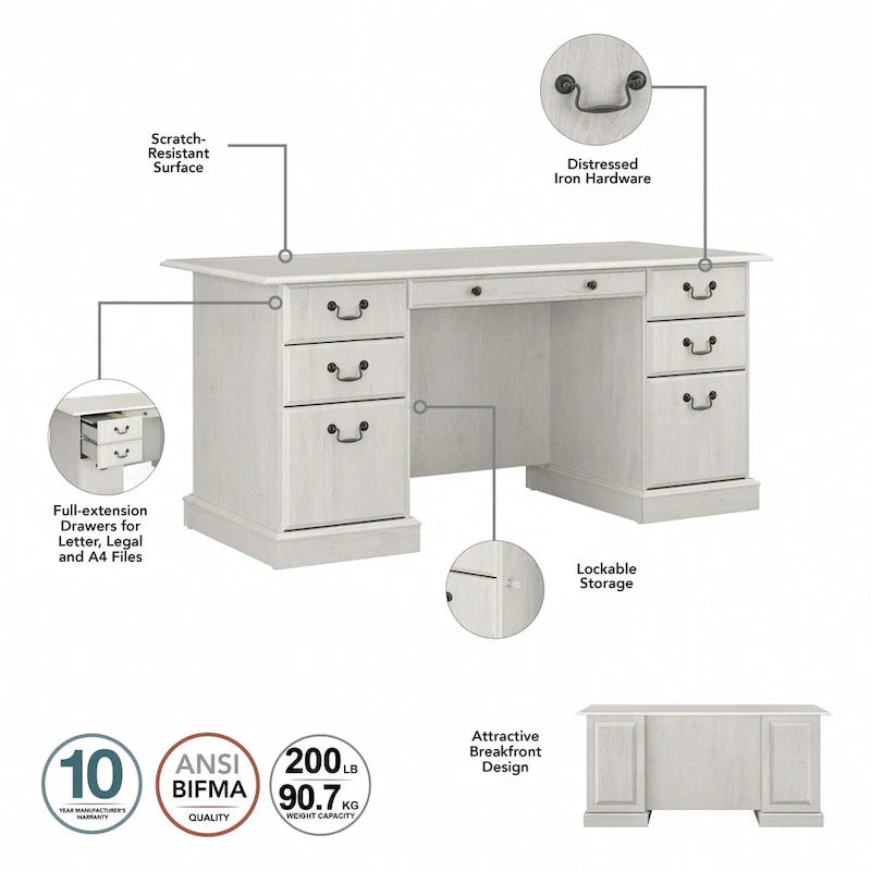 Saratoga Executive Desk with Drawers and Storage by Bush Furniture 3