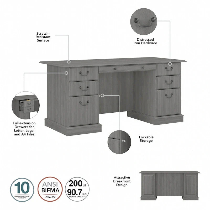 Saratoga Executive Desk with Drawers and Storage by Bush Furniture 23