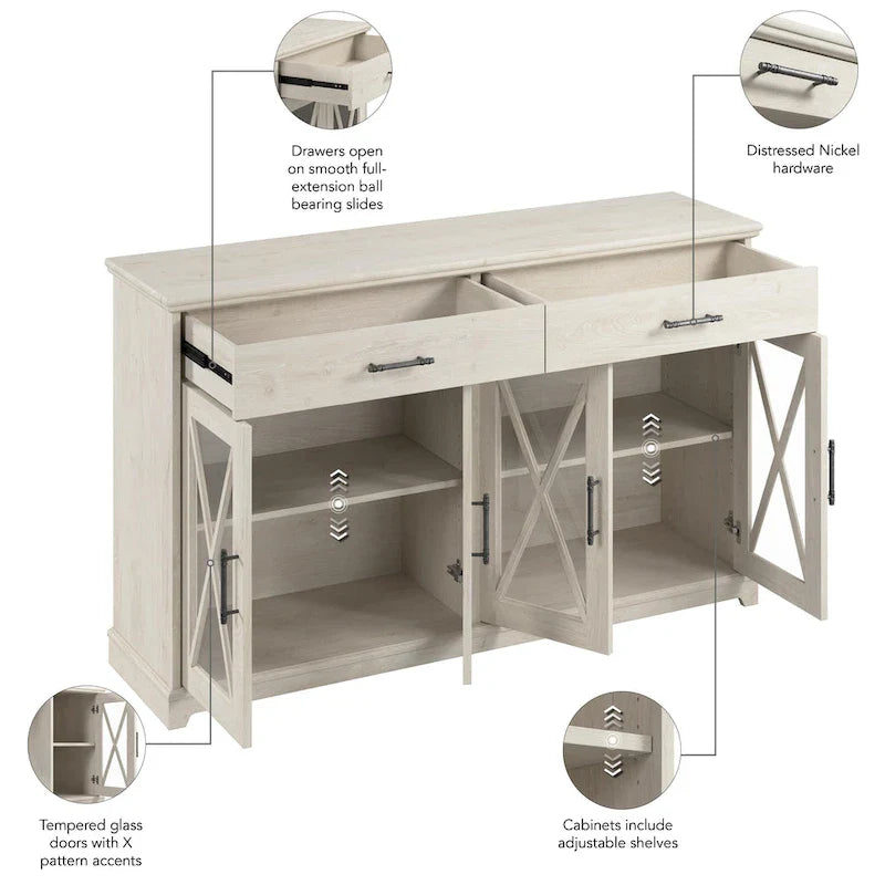 Lennox 60-Inch Buffet Cabinet with Drawers by Bush Furniture 4