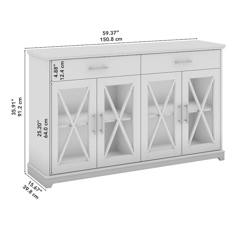 Lennox 60-Inch Buffet Cabinet with Drawers by Bush Furniture 16