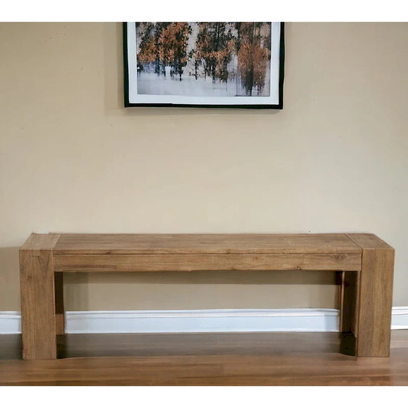 HomeRoots 58-Inch Natural Distressed Solid Wood Dining Bench 1