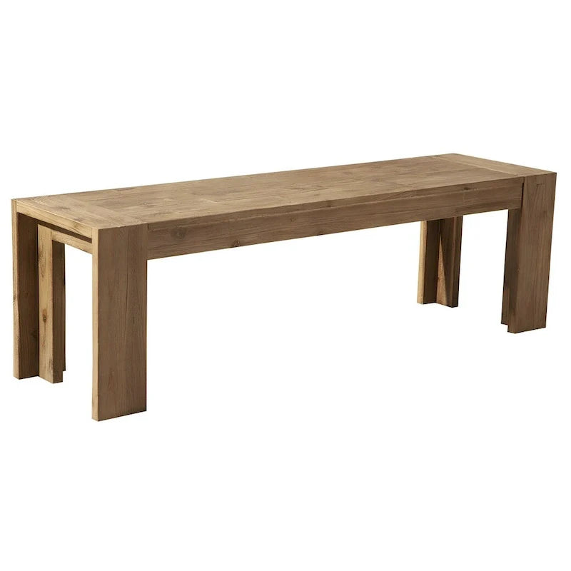 HomeRoots 58-Inch Natural Distressed Solid Wood Dining Bench 3