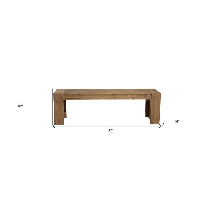 HomeRoots 58-Inch Natural Distressed Solid Wood Dining Bench 4