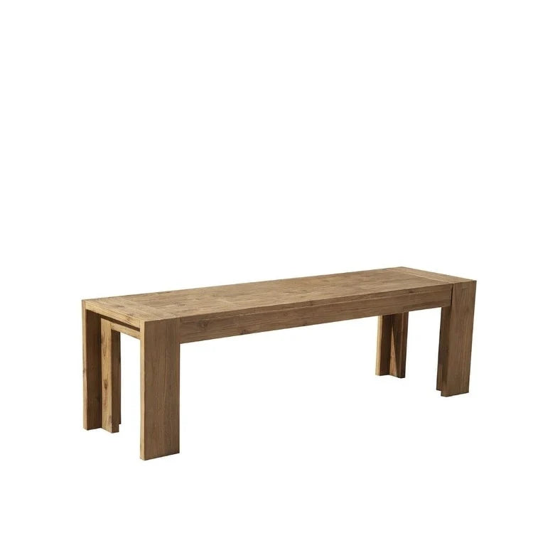 HomeRoots 58-Inch Natural Distressed Solid Wood Dining Bench 5