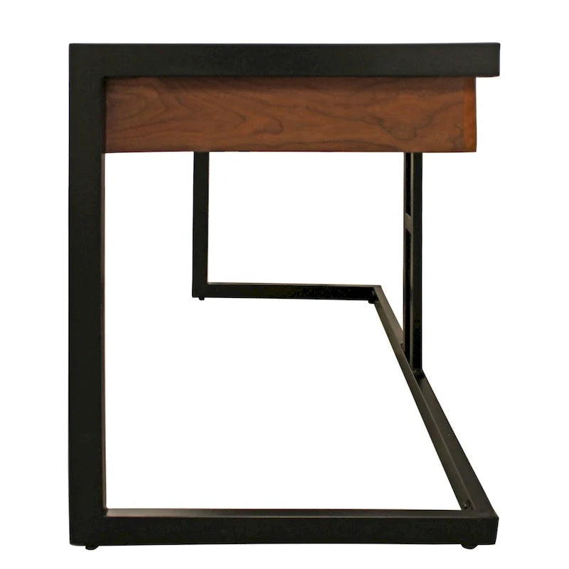 54-Inch Solid Wood Writing Desk in Natural and Black Mango Finish with Three Drawers 5
