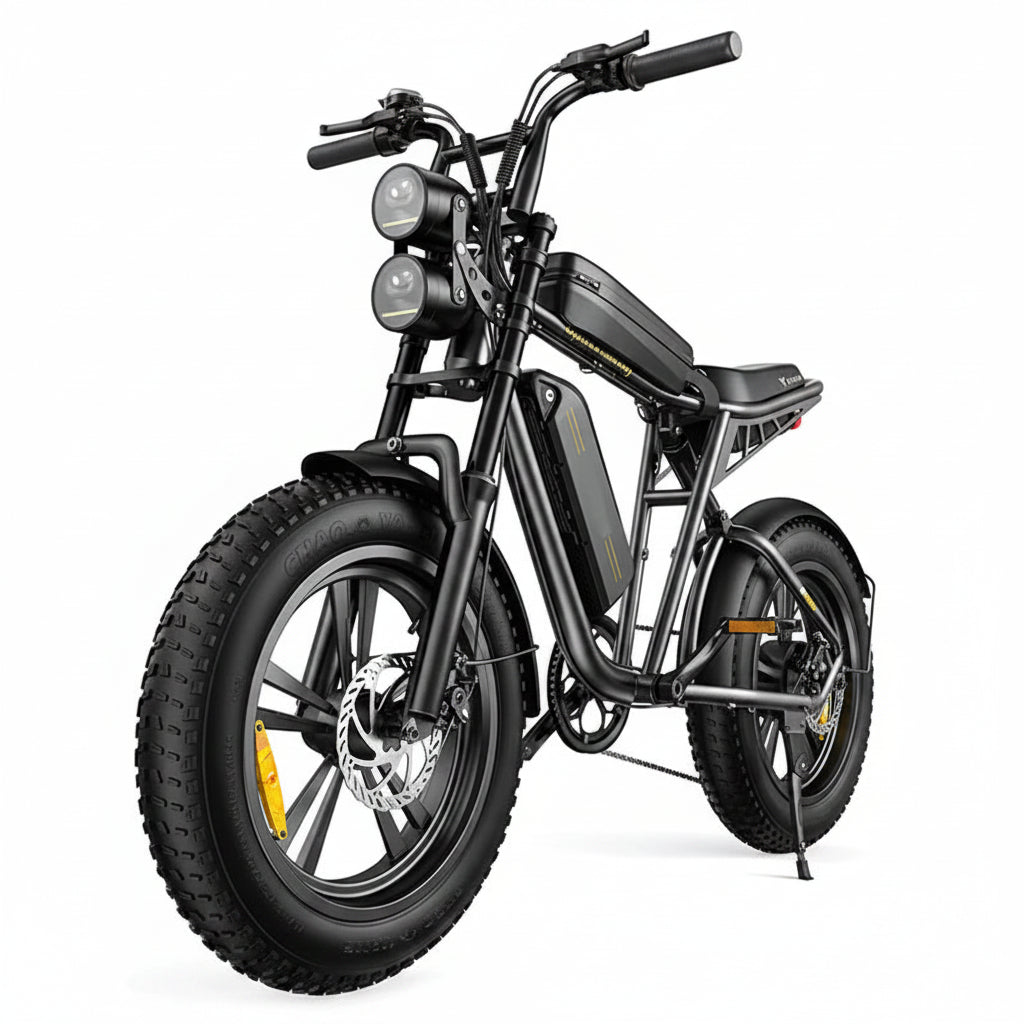 1000W Electric Bike for Adults, Retro-Style, 28mph, 94 Miles Range, 20′′x4.0′′ Fat Tires, Full Suspension, UL Certified 1