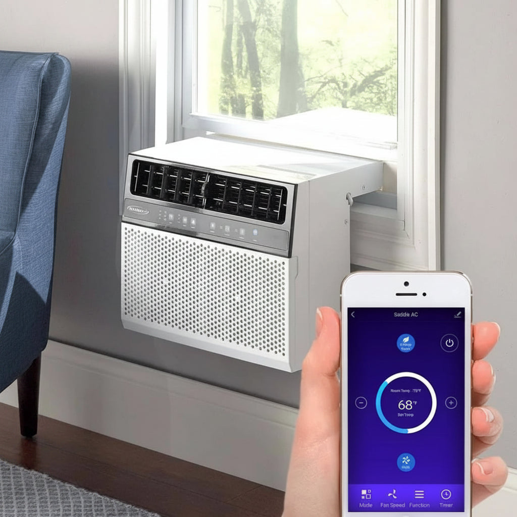 Soleus Air 8,000 BTU Hybrid Saddle Window Air Conditioner with WiFi, White 1