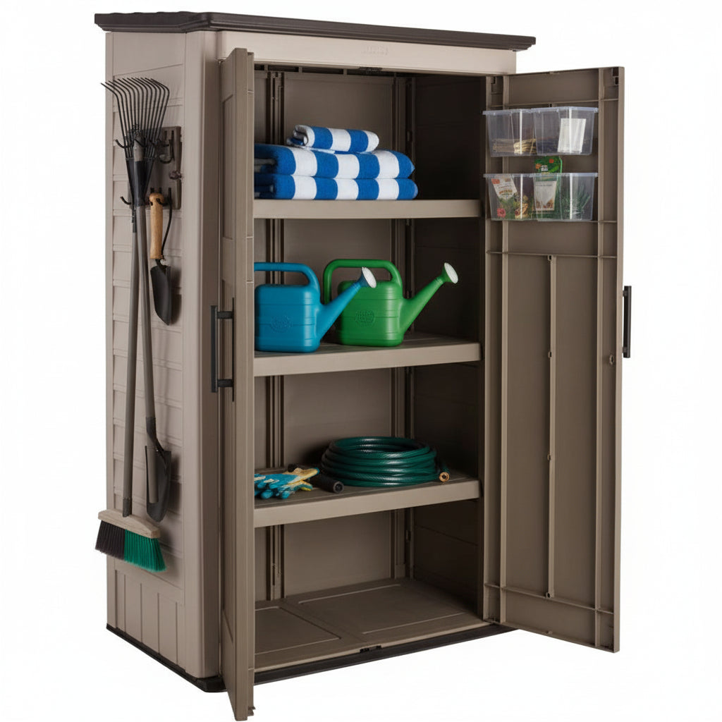 Rubbermaid Outdoor Storage Shed, 52 Cu.Ft., Weather-Resistant, Lockable Doors 1