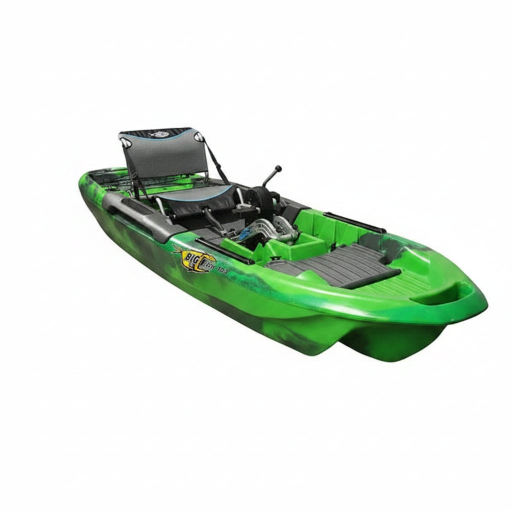 3 Waters Big Fish 103 Pedal Drive Fishing Kayak with Adjustable Seat, Green Camo 1