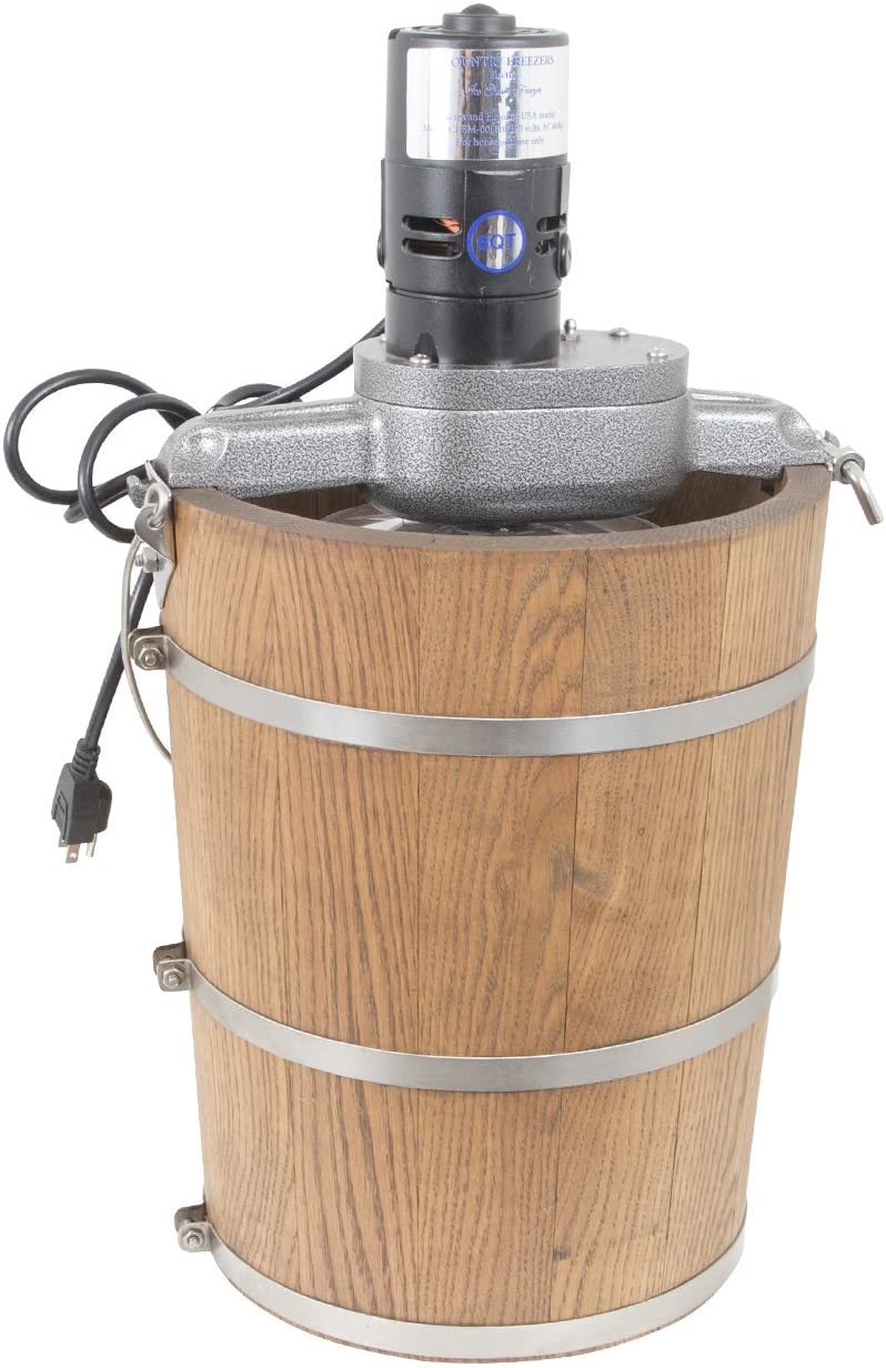 6 Qt Electric Ice Cream Maker with Wooden Tub – Country Style Classic Freezer, 2.5 AMP Motor, Stainless Steel Canister 2