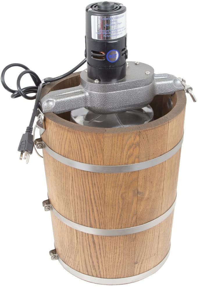 6 Qt Electric Ice Cream Maker with Wooden Tub – Country Style Classic Freezer, 2.5 AMP Motor, Stainless Steel Canister 3