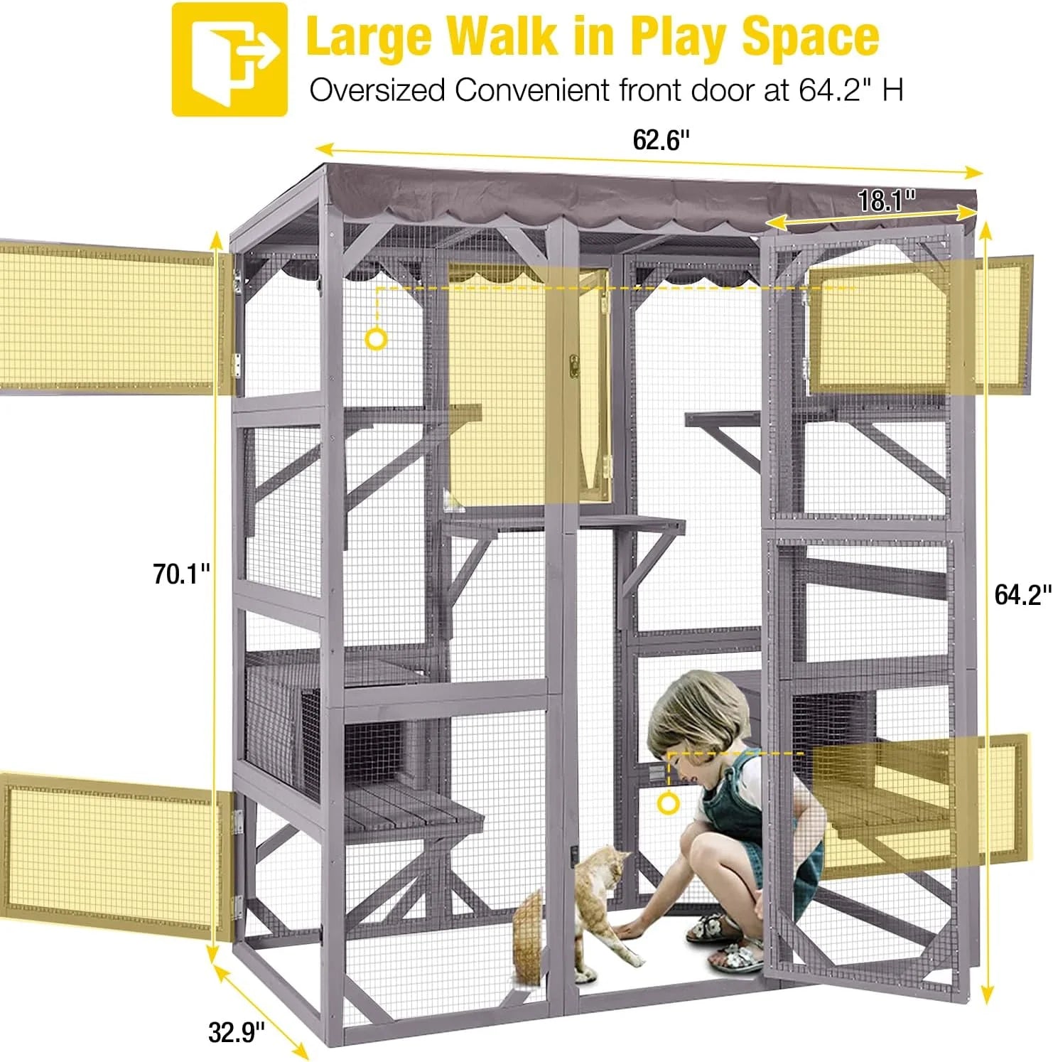 Catio Outdoor Cat Enclosure - Large Walk-In Kitty Cage 7