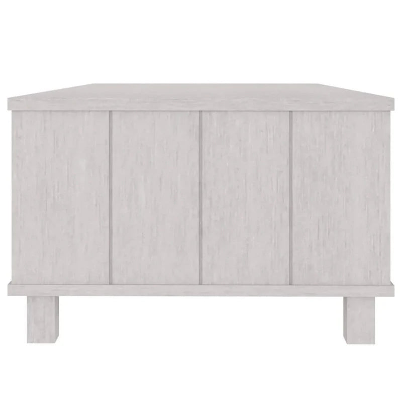Rectangular White Solid Pine Wood Coffee Table with Storage Drawer 4