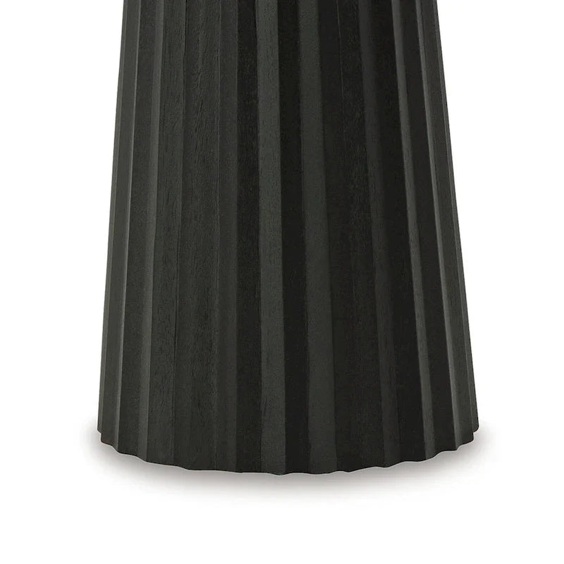 Ceil Round Accent Table with Classic Black Fluted Solid Wood Base - 14 Inches 5