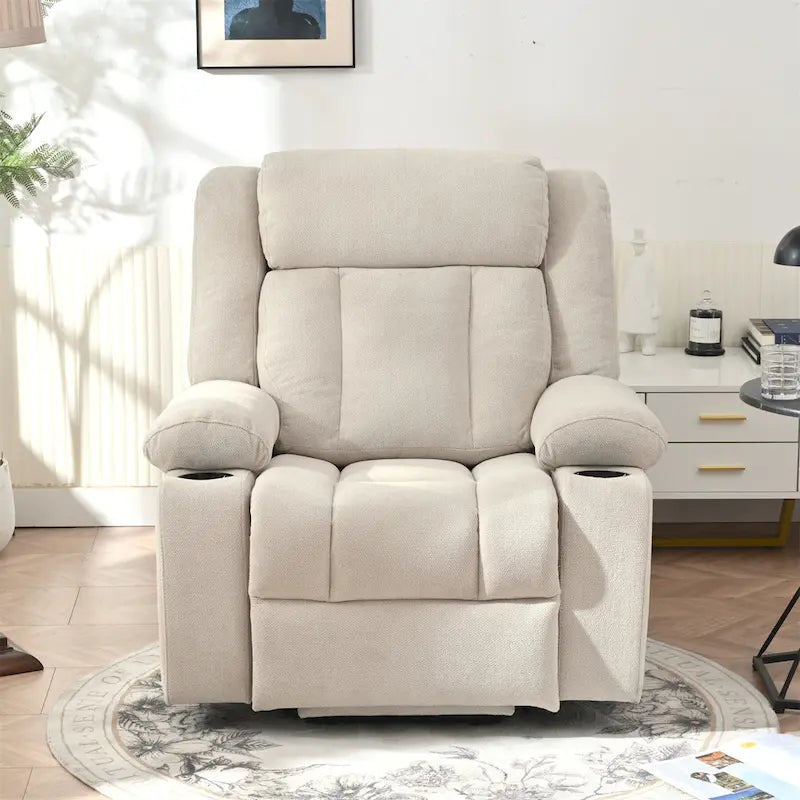 Elevated Recliner Chair for Seniors - Fabric Lift Chair with Extended Footrest, Dual Cup Holders, Side Pockets, and Remote Control 9