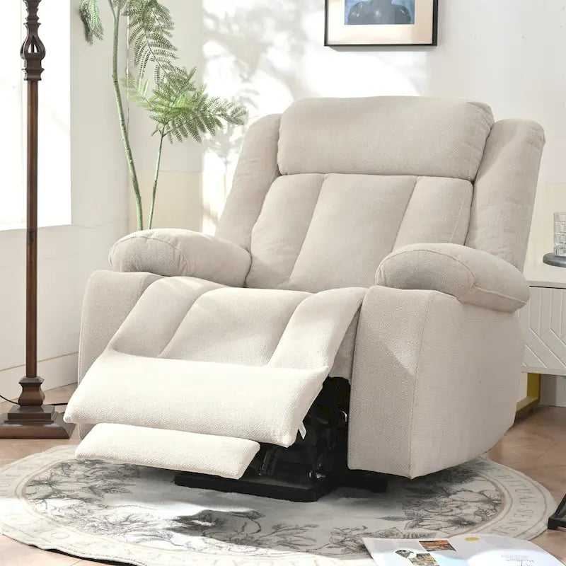 Elevated Recliner Chair for Seniors - Fabric Lift Chair with Extended Footrest, Dual Cup Holders, Side Pockets, and Remote Control 10