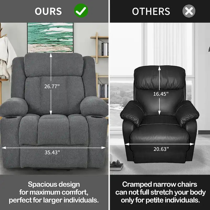 Elevated Recliner Chair for Seniors - Fabric Lift Chair with Extended Footrest, Dual Cup Holders, Side Pockets, and Remote Control 14
