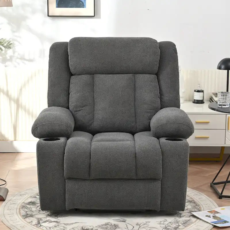 Elevated Recliner Chair for Seniors - Fabric Lift Chair with Extended Footrest, Dual Cup Holders, Side Pockets, and Remote Control 19