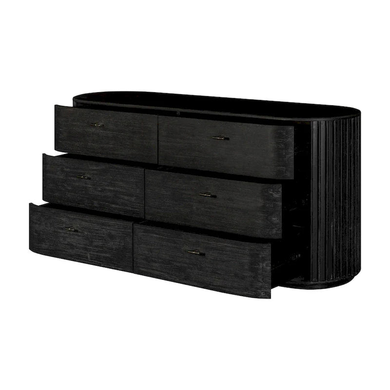 Modrest Fields Contemporary Black Acacia Chest of Drawers 2