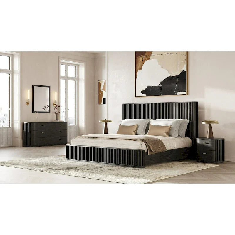 Modrest Fields Contemporary Black Acacia Chest of Drawers 4
