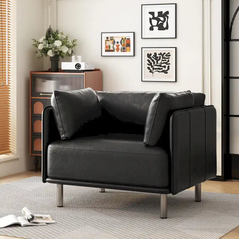 Christopher Knight Home Daphne Faux Leather Lounge Chair 4