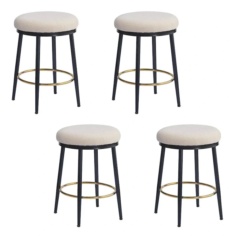 Set of 4 Altrium Contemporary Backless Counter Stools with Upholstered Seats and Iron Frames - 24.75-Inch Height by Christopher Knight Home 1