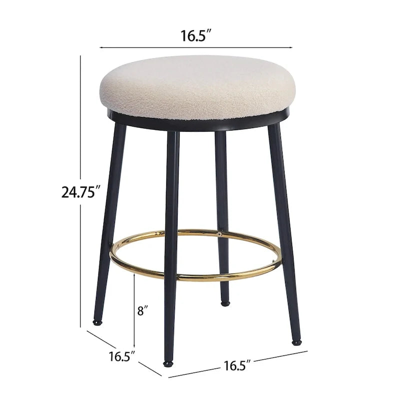 Set of 4 Altrium Contemporary Backless Counter Stools with Upholstered Seats and Iron Frames - 24.75-Inch Height by Christopher Knight Home 7