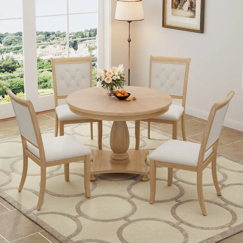 GDFStudio Lak Retro 5-Piece Dining Set with Upholstered Chairs 3