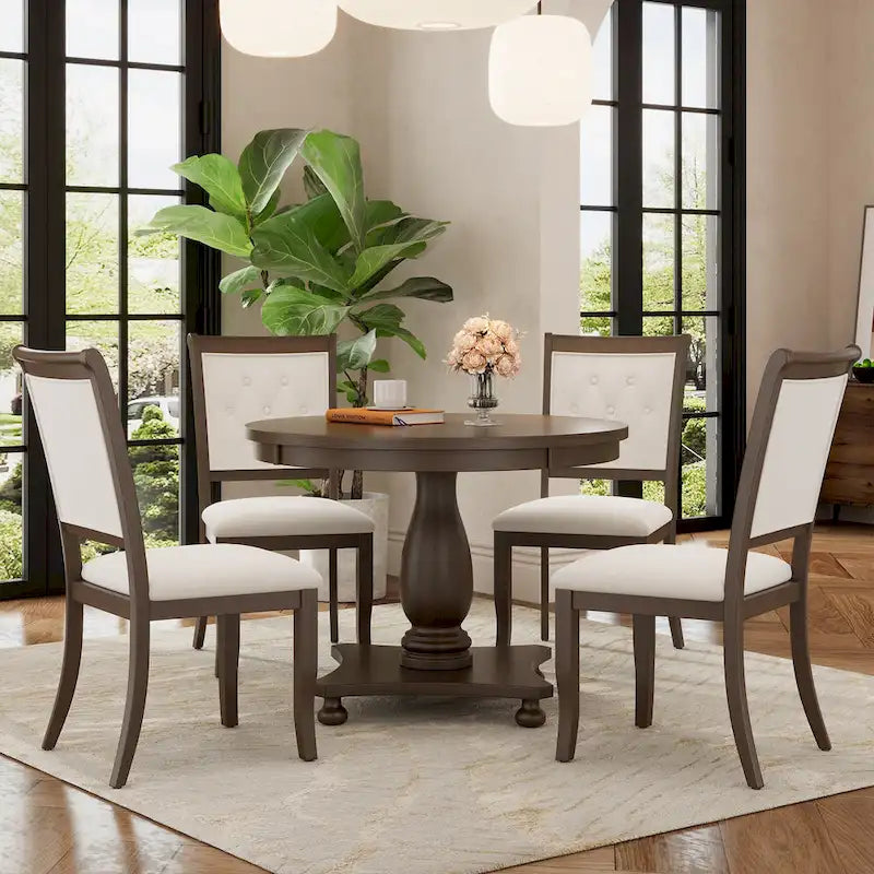 GDFStudio Lak Retro 5-Piece Dining Set with Upholstered Chairs 4