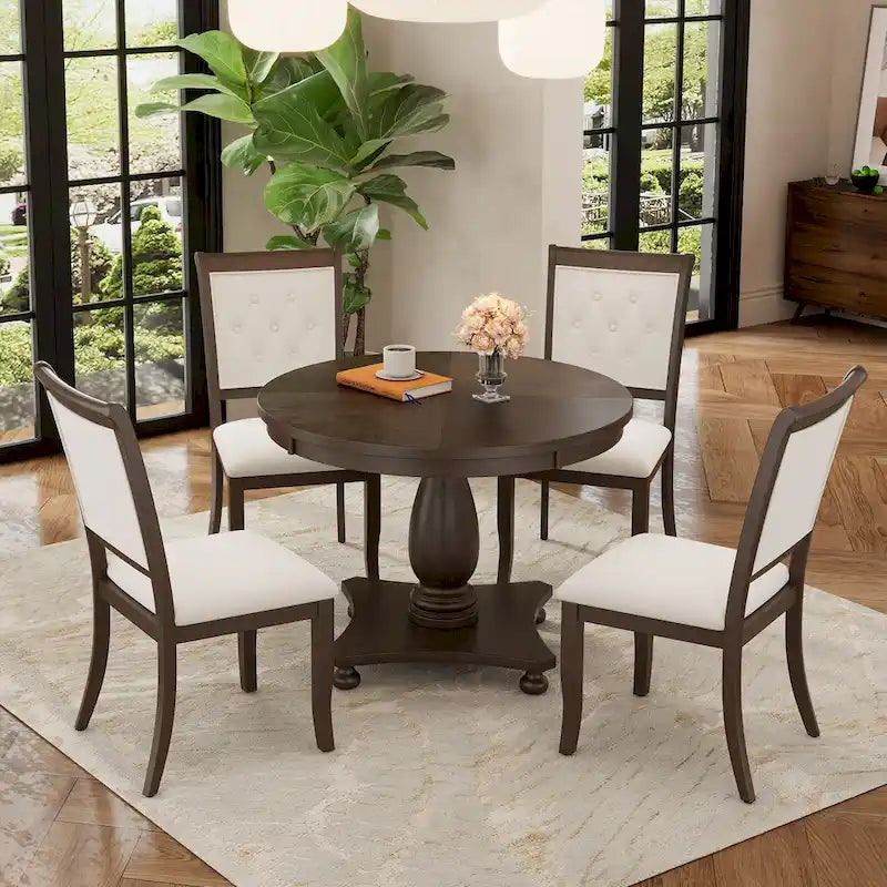 GDFStudio Lak Retro 5-Piece Dining Set with Upholstered Chairs 6