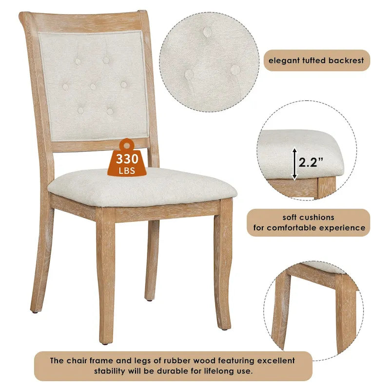 GDFStudio Lak Retro 5-Piece Dining Set with Upholstered Chairs 9