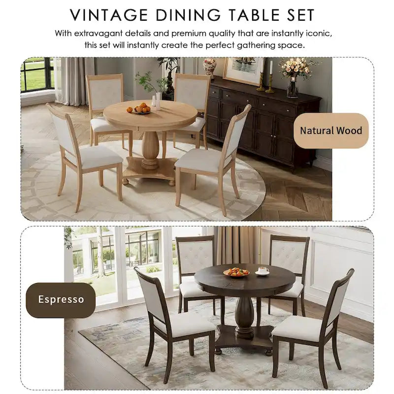 GDFStudio Lak Retro 5-Piece Dining Set with Upholstered Chairs 11