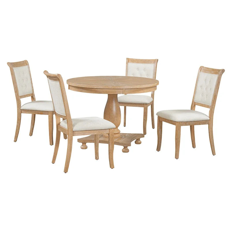 GDFStudio Lak Retro 5-Piece Dining Set with Upholstered Chairs 12