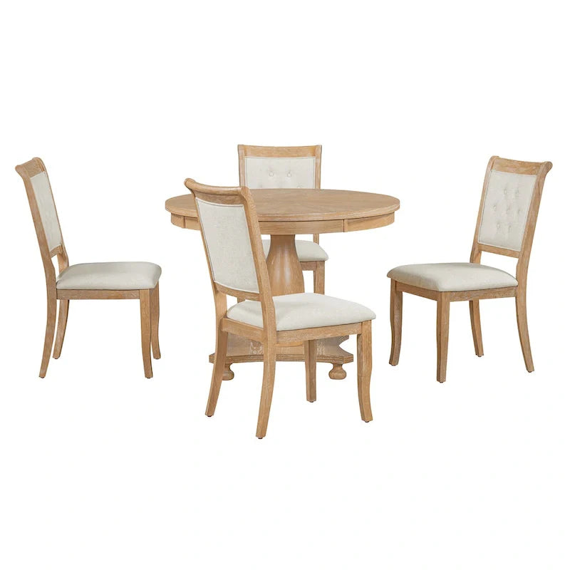 GDFStudio Lak Retro 5-Piece Dining Set with Upholstered Chairs 13