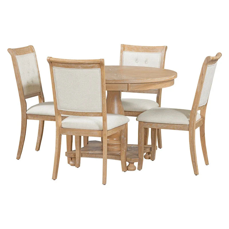 GDFStudio Lak Retro 5-Piece Dining Set with Upholstered Chairs 14