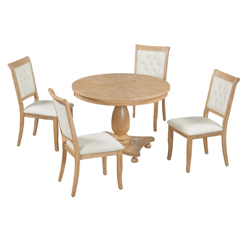 GDFStudio Lak Retro 5-Piece Dining Set with Upholstered Chairs 15