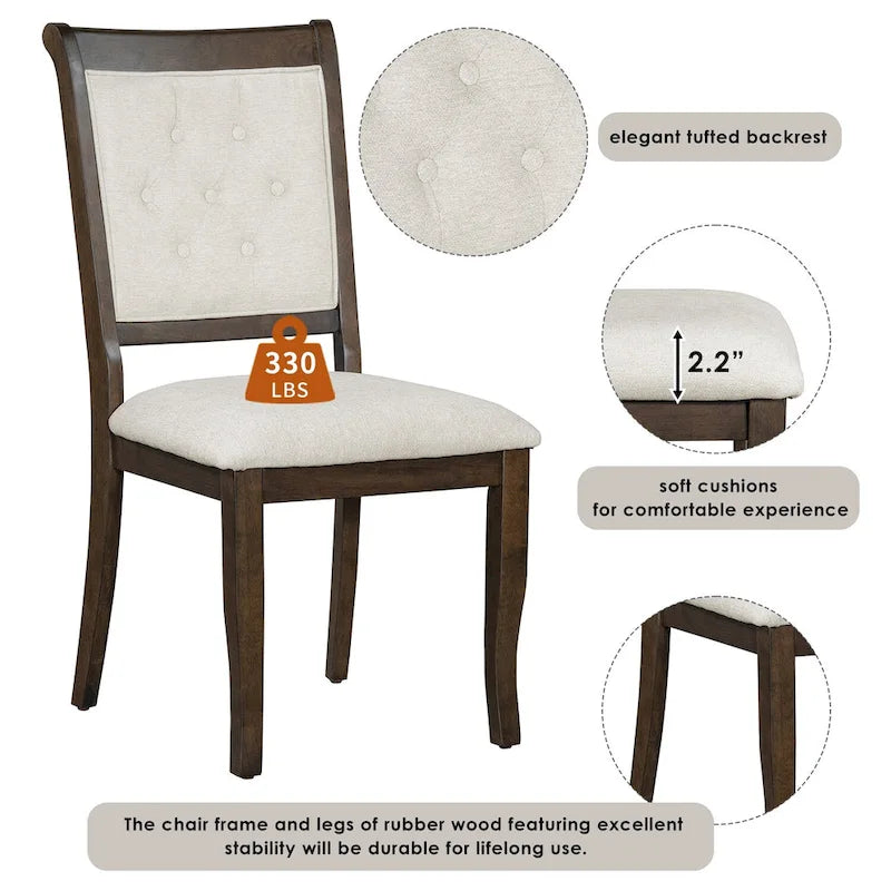 GDFStudio Lak Retro 5-Piece Dining Set with Upholstered Chairs 25