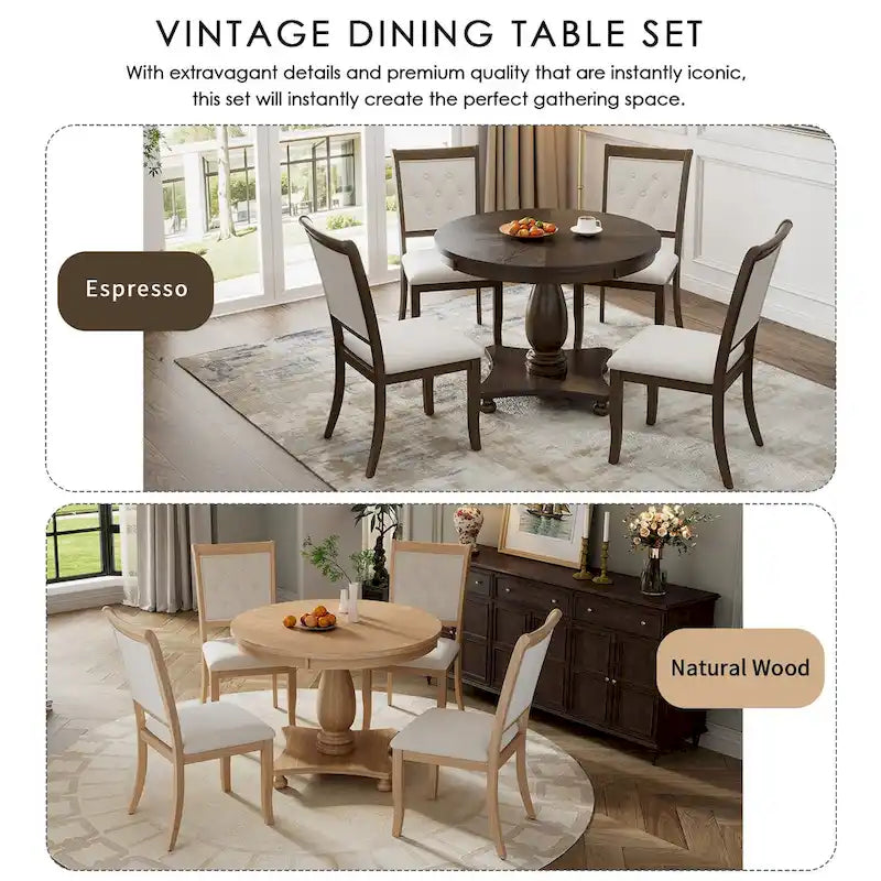 GDFStudio Lak Retro 5-Piece Dining Set with Upholstered Chairs 26