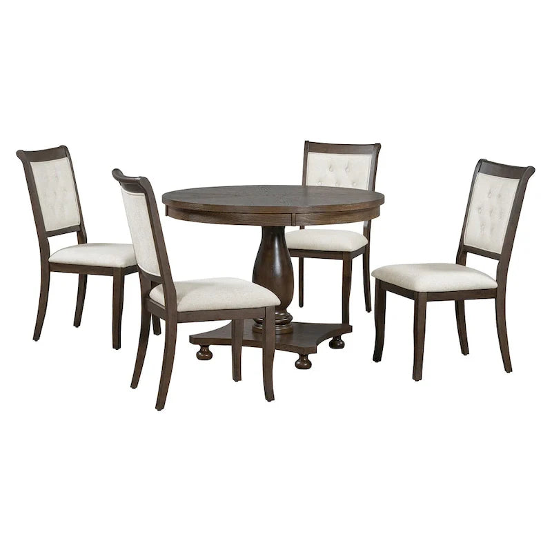 GDFStudio Lak Retro 5-Piece Dining Set with Upholstered Chairs 27