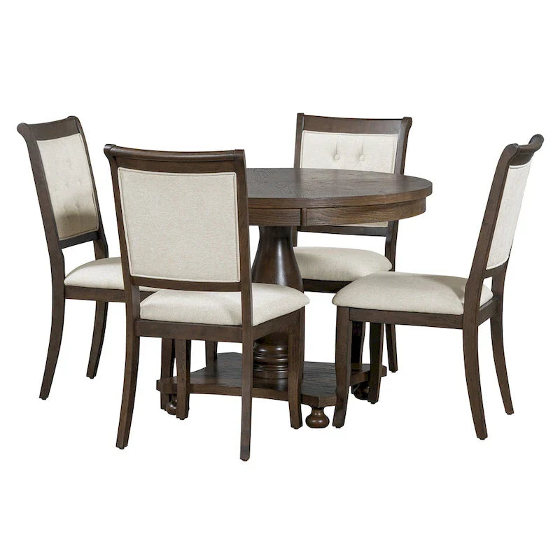 GDFStudio Lak Retro 5-Piece Dining Set with Upholstered Chairs 28