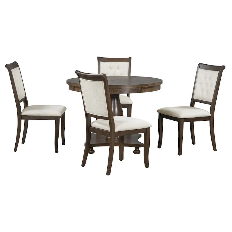 GDFStudio Lak Retro 5-Piece Dining Set with Upholstered Chairs 29