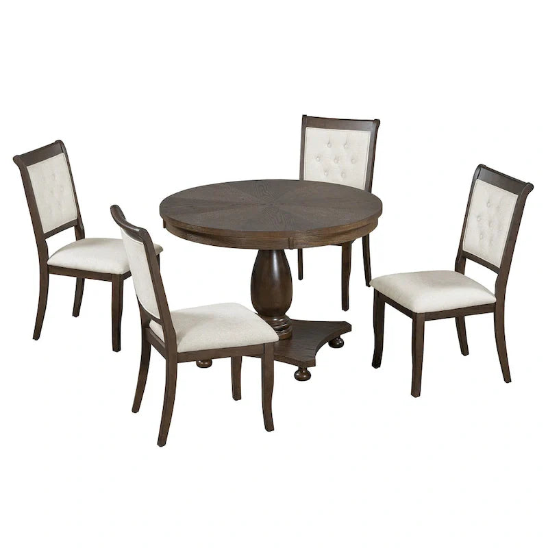 GDFStudio Lak Retro 5-Piece Dining Set with Upholstered Chairs 30