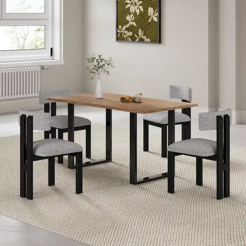 Set of 4 Astura Upholstered Dining Chairs with Iron Frame by Christopher Knight Home 35