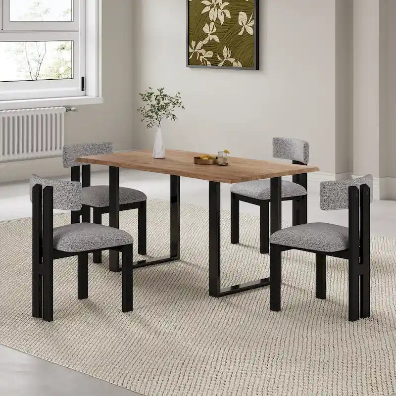Set of 4 Astura Upholstered Dining Chairs with Iron Frame by Christopher Knight Home 1